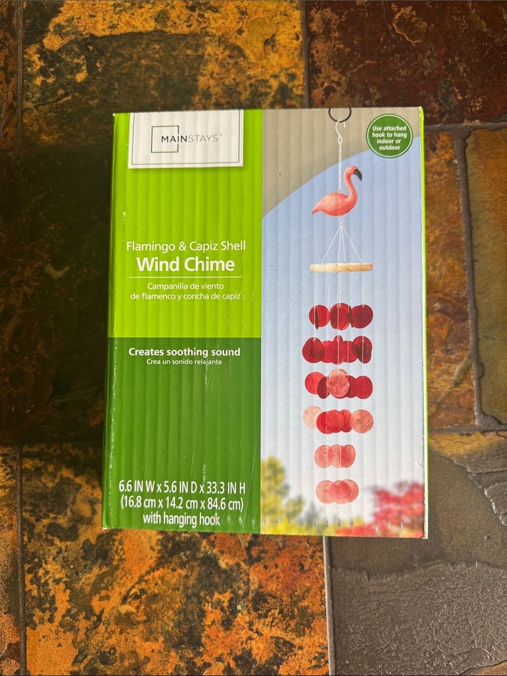 Mainstays Flamingo Capiz Shell Wind Chime - Coral/Pink